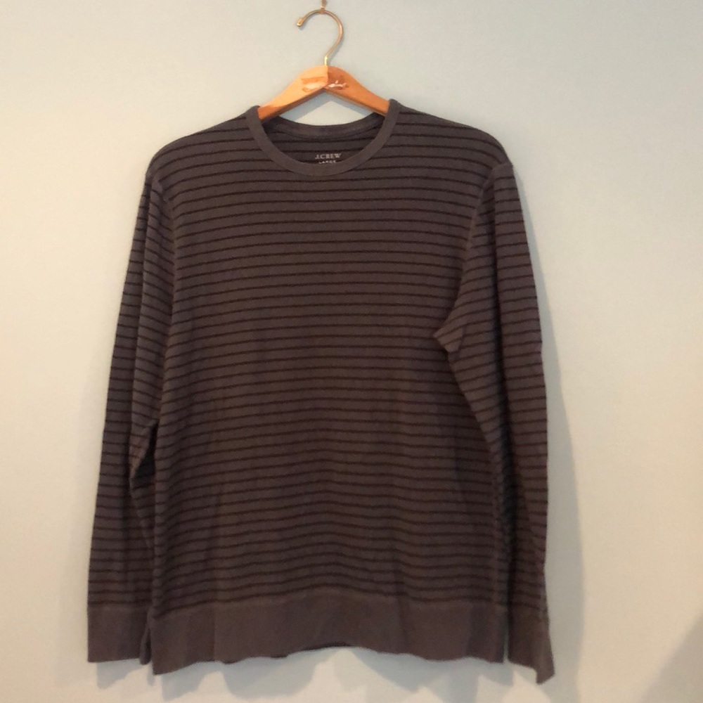 J Crew Thermal Striped Crew Neck Shirt